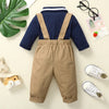2PCS Baby Boy Clothes Infant Long Sleeves Bodysuit+Strap Pants Gentleman Outfit Birthday Party Wear for Toddler Boy 3-24 Months